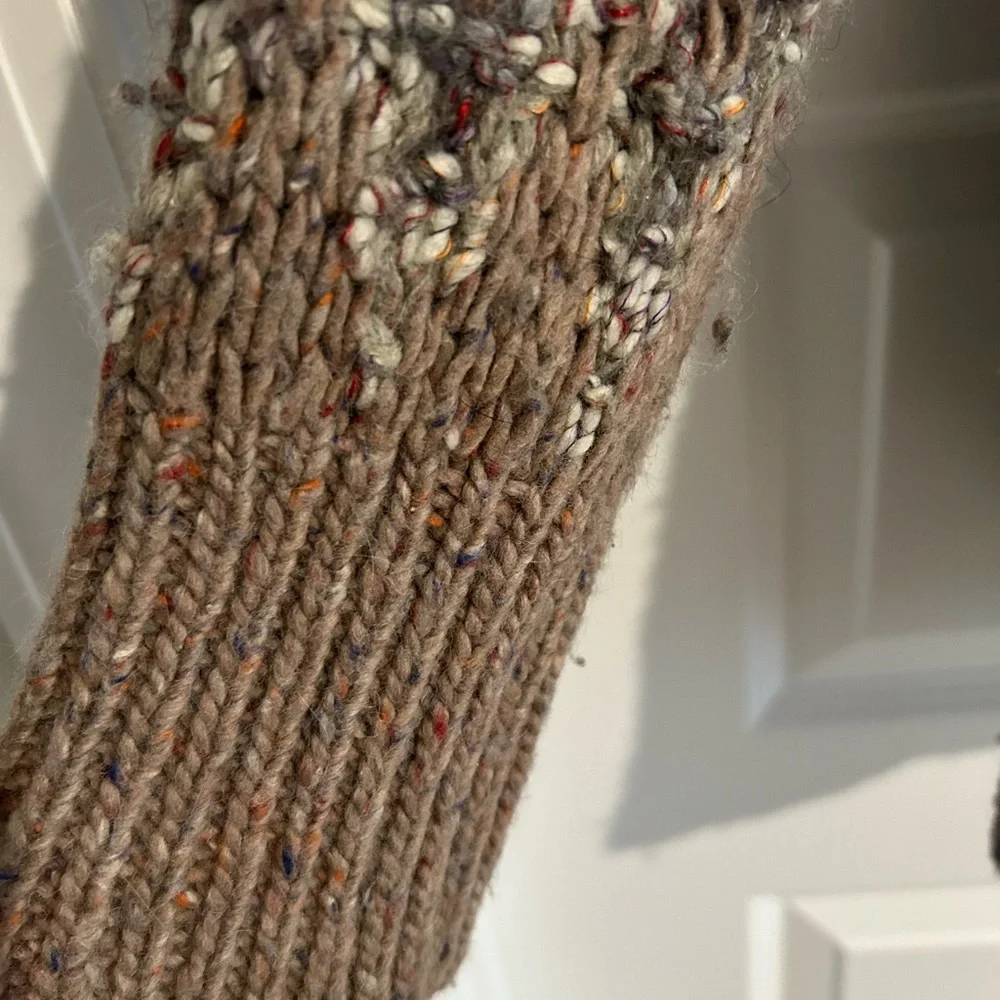 Free People Chunky Knit Sweater Gray Tan Size S - Picture 8 of 15